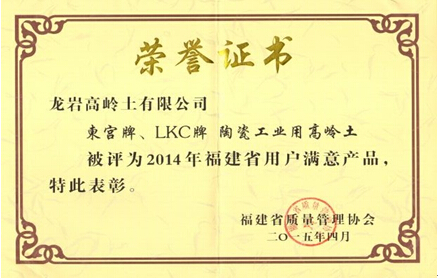 中國粉體技術(shù)網(wǎng)--龍巖高嶺土2014年福建省用戶(hù)滿(mǎn)意產(chǎn)品