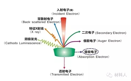 高能電子轟擊樣品表面所能產(chǎn)生的各種信號