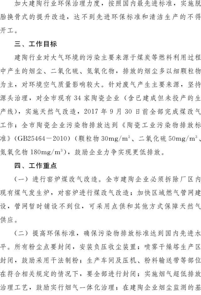 石家莊:34家陶企9月30日前必須完成“煤改氣”