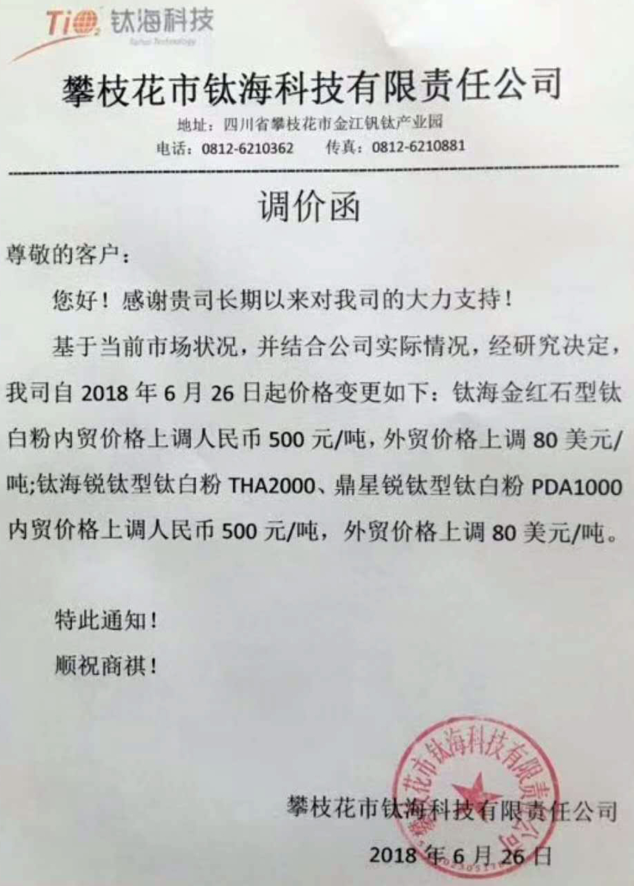 鈦白粉龍頭領(lǐng)漲，中小企業(yè)轉型升級迫在眉睫！
