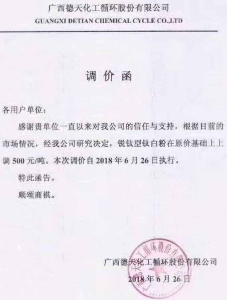 鈦白粉龍頭領(lǐng)漲，中小企業(yè)轉型升級迫在眉睫！