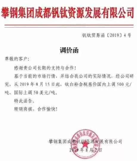十多家企業(yè)宣布提價(jià)，鈦白粉再掀漲價(jià)潮！