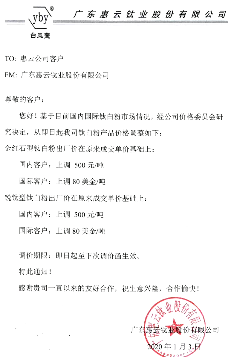 大雪擋不住的火熱！15家鈦白粉企業(yè)宣布漲價(jià)！