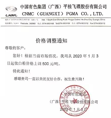 大雪擋不住的火熱！15家鈦白粉企業(yè)宣布漲價(jià)！