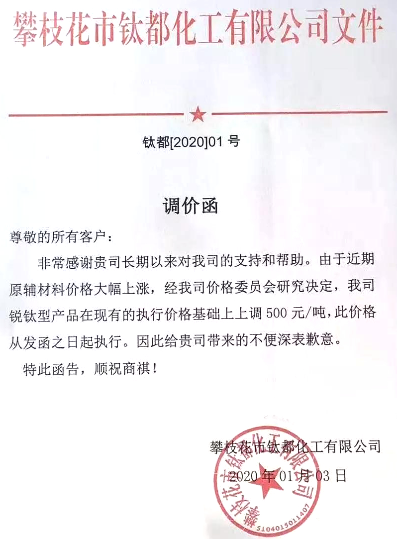 大雪擋不住的火熱！15家鈦白粉企業(yè)宣布漲價(jià)！