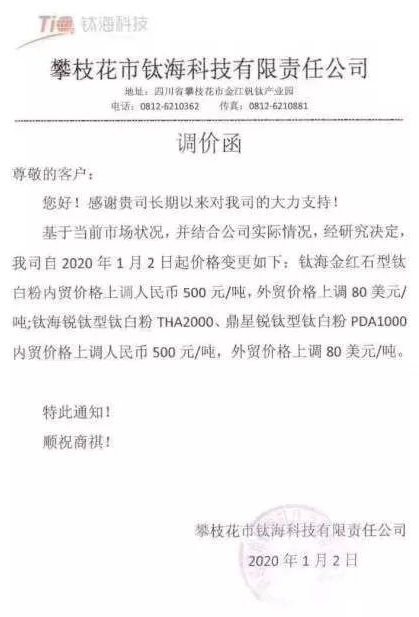 大雪擋不住的火熱！15家鈦白粉企業(yè)宣布漲價(jià)！