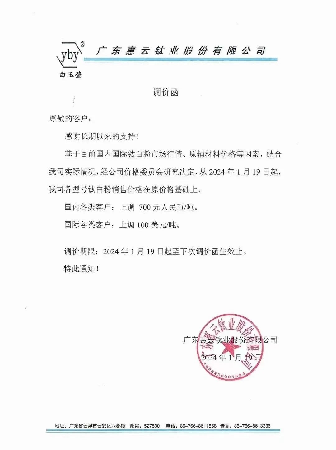 新年首漲！8家廠(chǎng)商上調鈦白粉價(jià)格！ 　　